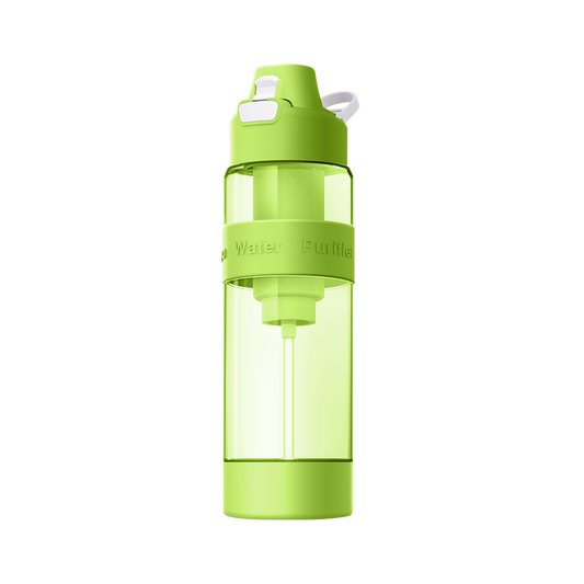A portable water purifier bottle with a nano-silver filter that enriches your drinking experience.
