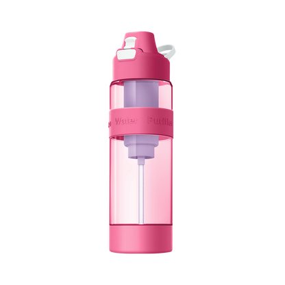 A portable water purifier bottle with a nano-silver filter that enriches your drinking experience.