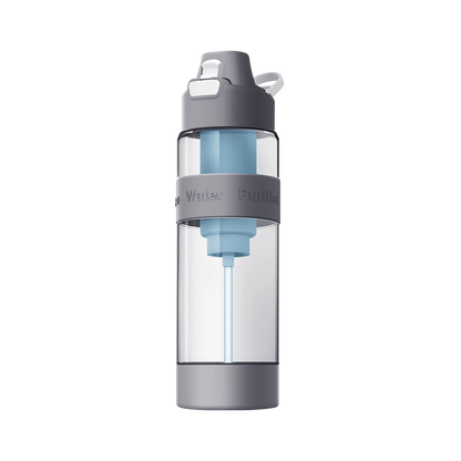 A portable water purifier bottle with a nano-silver filter that enriches your drinking experience.